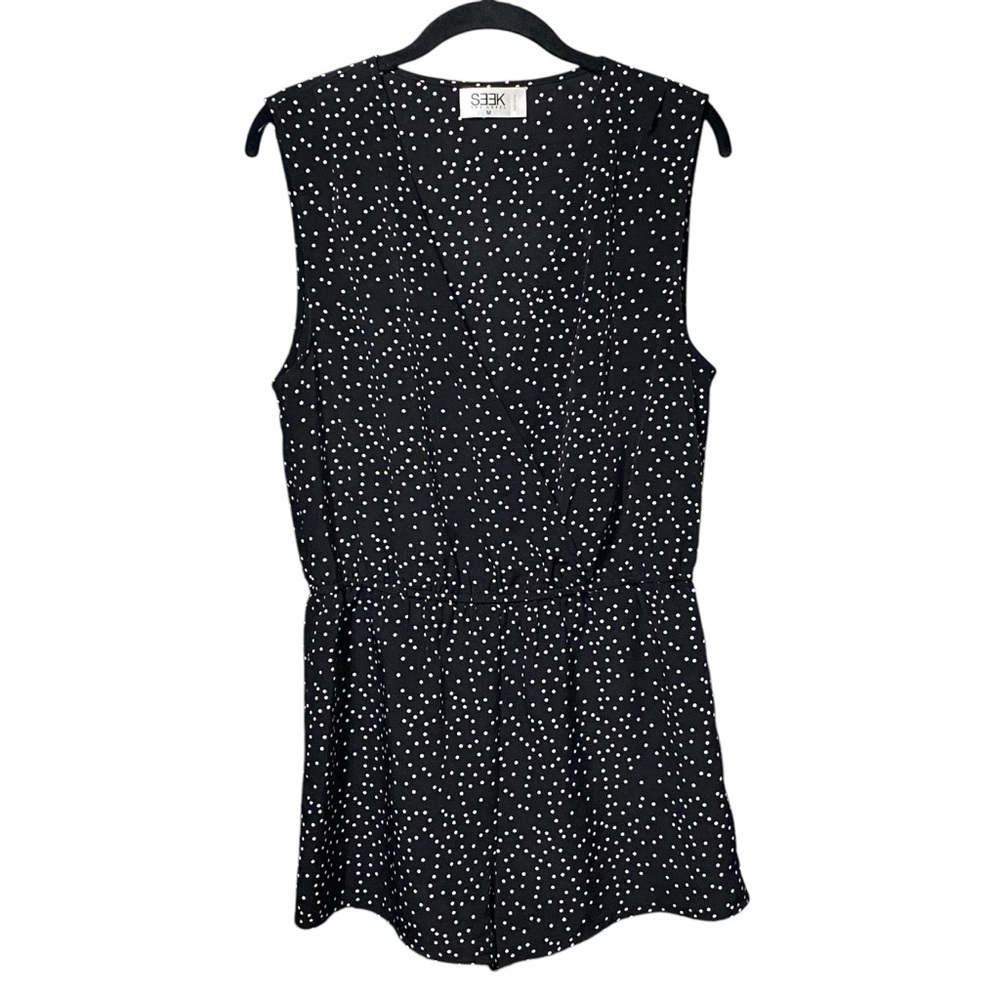 Seek the Label Polka Dot V-Neck Romper Black White Retro Style Size Medium
